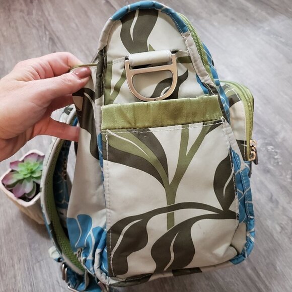 JuJuBe BFF Backpack Marvelous Mums Diaper Bag Floral Green Blue - Picture 5 of 11